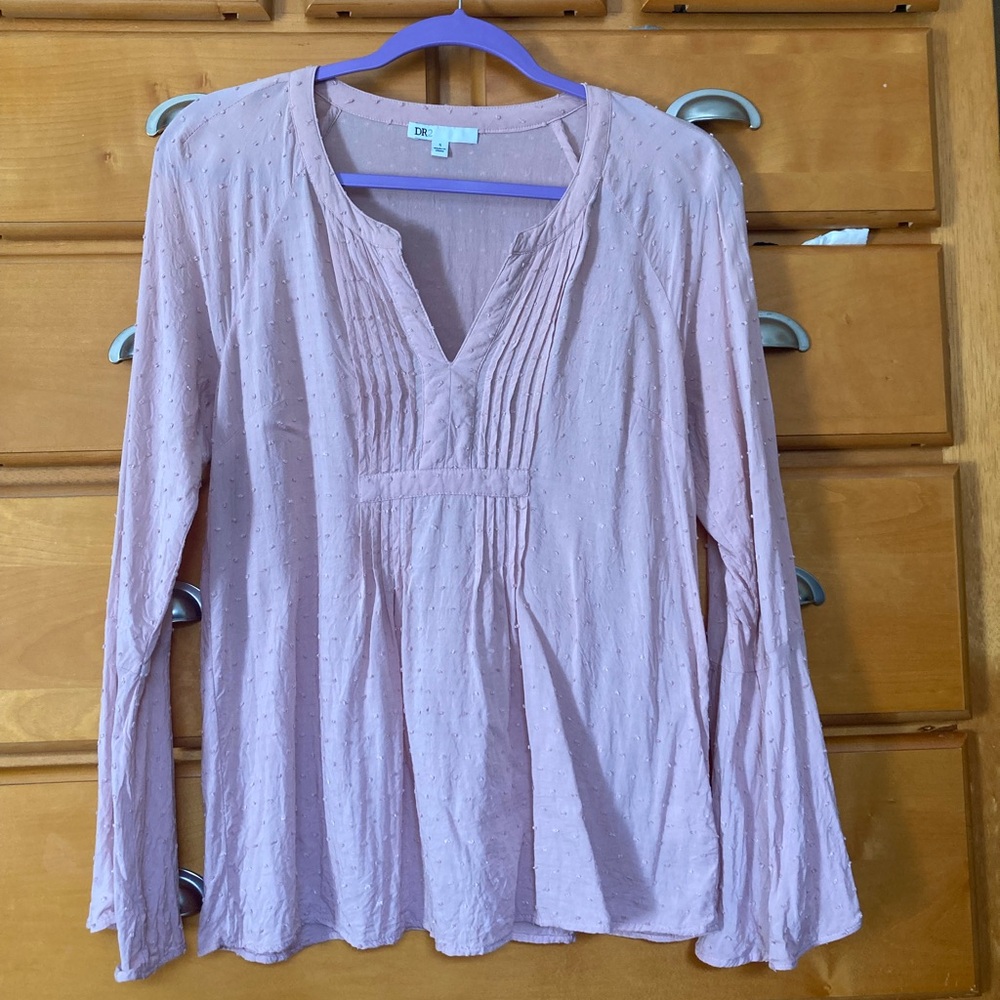 DR2 Boho Bell Sleeve Pink Blouse Size S